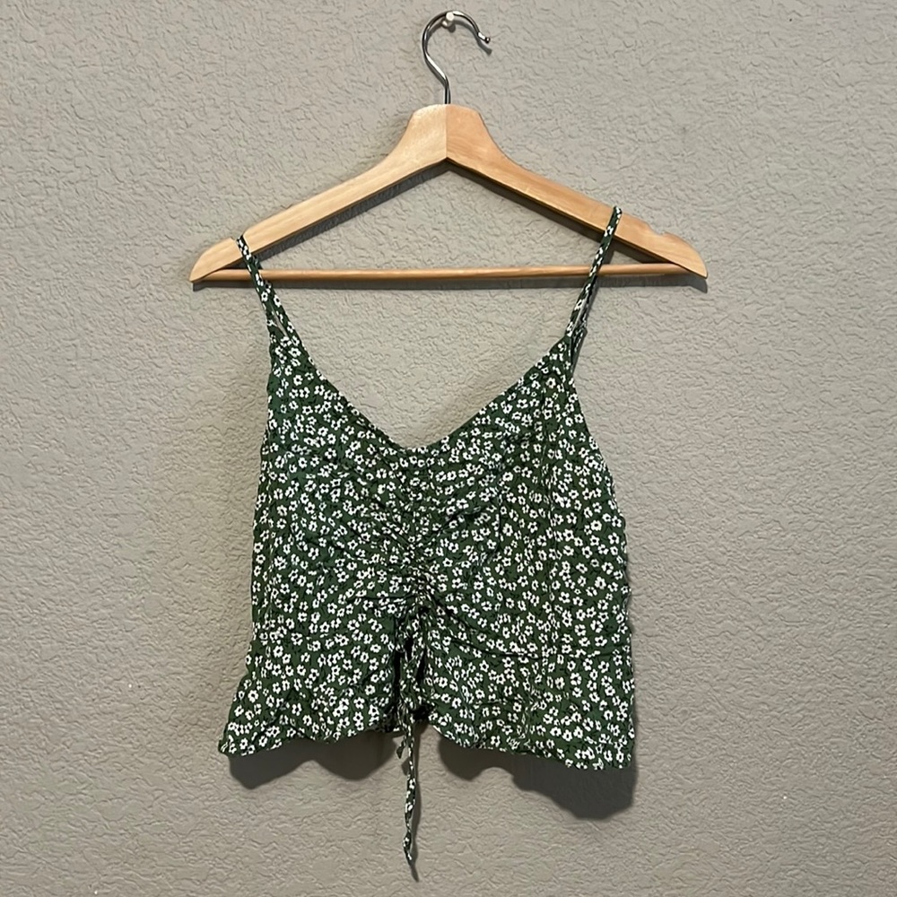 Green flower tank top. Gently worn.